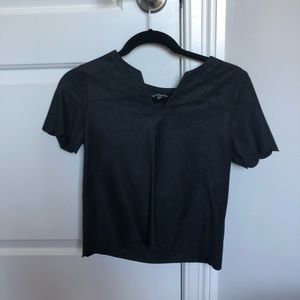 Black Felt Scallop Shirt from Express